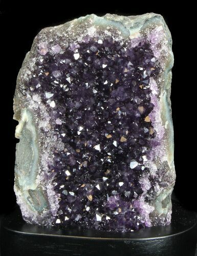 Dark Purple Amethyst Cluster On Wood Base #36451